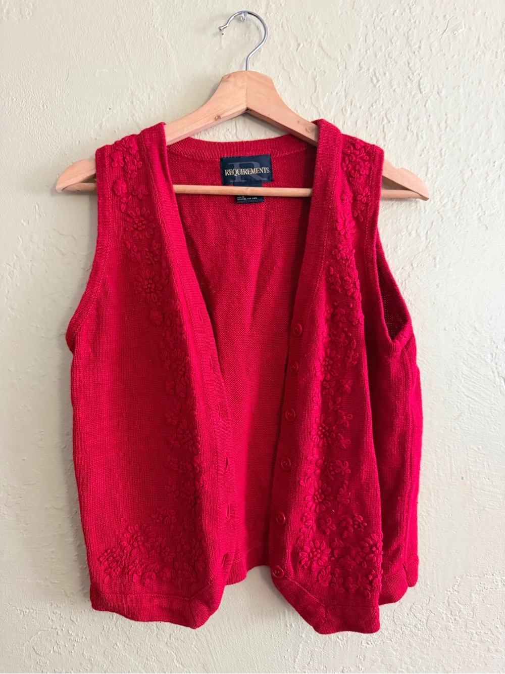 Requirements Red Knit Button-Front Vest